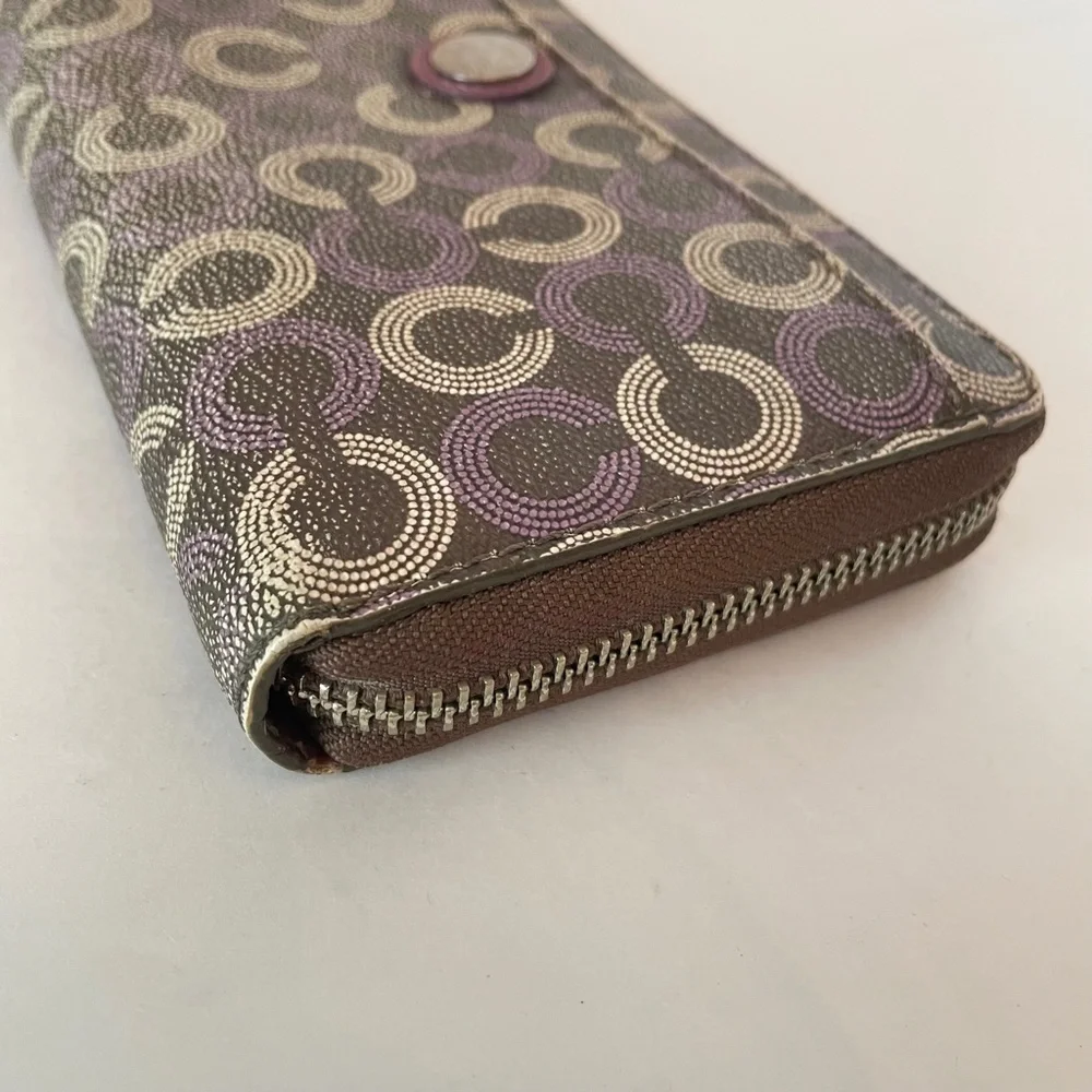 Coach Logo C Long Zip Around Accordion Wallet - Picture 13 of 15